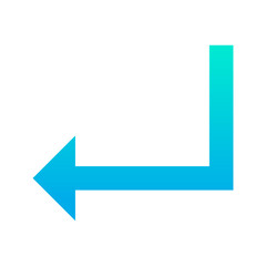 Outline gradient Turn Down Left arrow icon