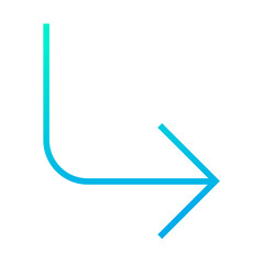 Outline gradient Turn Down Right arrow icon