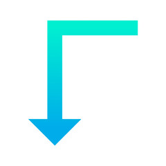 Outline gradient Turn left down arrow icon