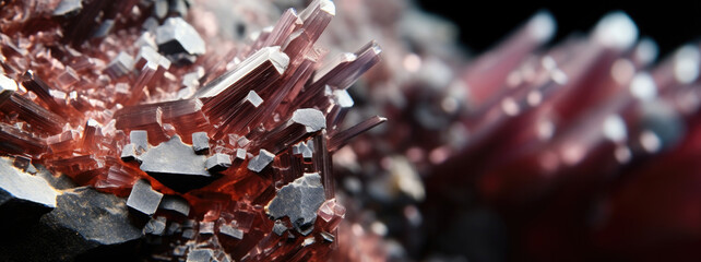 Pink mineral gemstone, Crystal formation: Graphic Design for the Mineral Future, selective focus, bokeh, AI