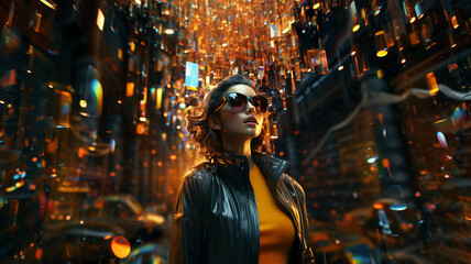 Obraz premium Matrix, the future is a virtual world created on the computer