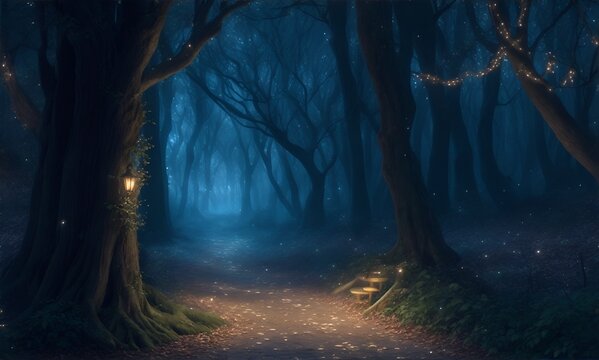 Paisaje tenebroso en un bosque