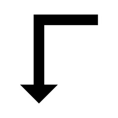 Outline Turn left down arrow icon - obrazy, fototapety, plakaty