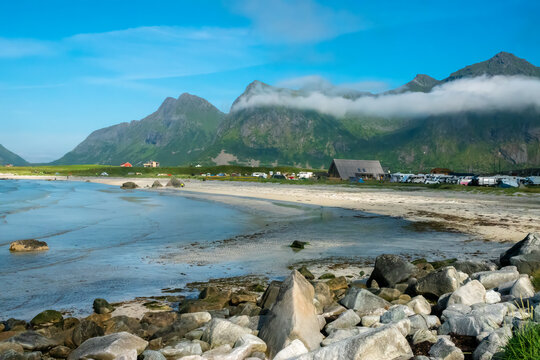 Brunstranda (Brun beach) near Rambergstranda (Ramberg beach) on the north side of the island Flakstad&oslash;y, Lofoten Islands, Nordxland, Norway