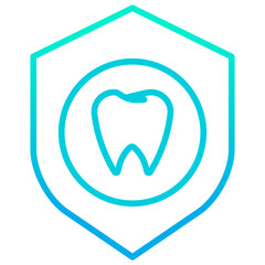 Outline gradient dental protection shield icon