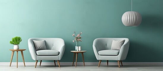 Minimalist room with stylish armchairs