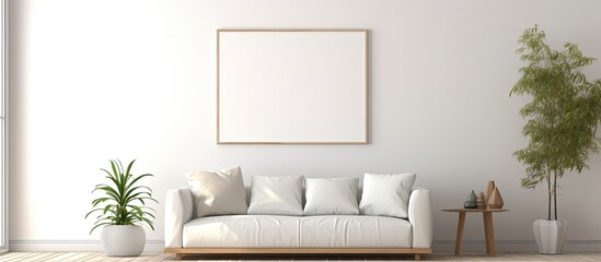 ed illustration of a living room photo frame mockup