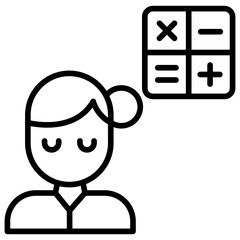 Outline Maths Student woman icon