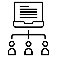 Outline Online Education students icon