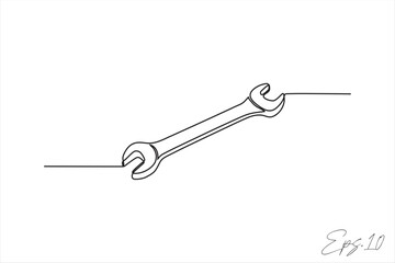 wrench continuous line art drawing