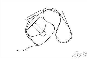 Continuous line art drawing of women's bag