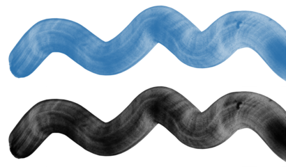 Trazos gestuales de pincel con pintura, trazos reales hechos a mano con forma sinuosa, trazos con fondo transparente