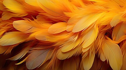 Yellow feathers interior background. 