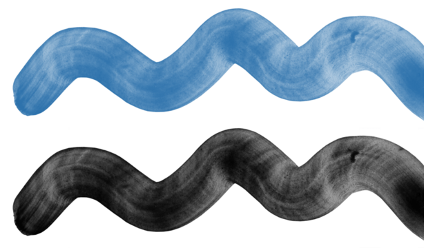 Trazos gestuales de pincel con pintura, trazos reales hechos a mano con forma sinuosa, trazos con fondo transparente