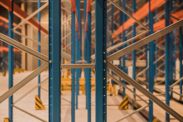 Steel rack in a new warehouse