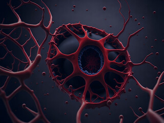 Blood cells flowing gracefully through the circulatory system. AI Generated - 647819833