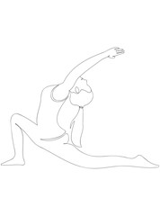 Minimalist poster of yoga. Continuous line art poster, yoga pose, woman doing yoga on white background. Boho continuous line yoga exercise art print. 