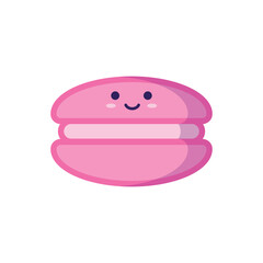 Vector french macaroon cookie flat simple colorful icon. Sweet dessert symbol in different tastes. Design illustration for restaurant, cafe menu, flyer, banner, sticker, pattern, web.