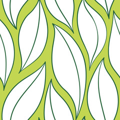 Green leaves seamless vector pattern. Watercolor tea leaf background, textured jungle print