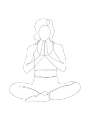 Minimalist poster of yoga. Continuous Line art poster, yoga pose, woman doing yoga on colored spots. Boho continuous line yoga exercise art print. 