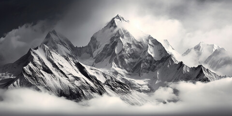 Pine trees in the snow, winter mountains, winter landscape