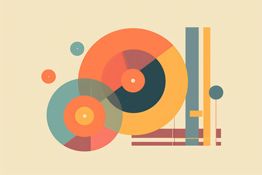Abstract colorful vinyl disc picture. Digital illustration. Ready to poster usage