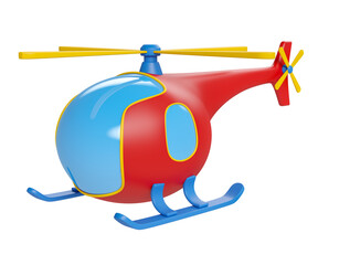 Obraz na płótnie Canvas Colorful helicopter in on transparent background in 3d render cartoon illustration