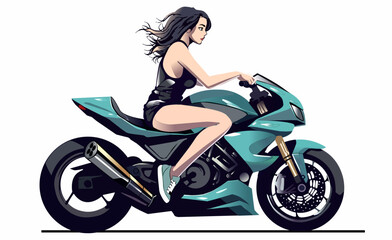 Fototapeta na wymiar girl sitting on a sportbike