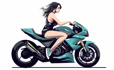Foto op Plexiglas girl sitting on a sportbike © Dmitriy