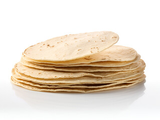 A stack of mexican corn tortilla isolated on white background