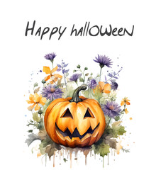 watercolor fall autumn flower element for decoration give thanks cards