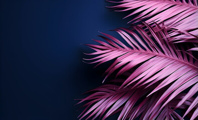 Tropical exotic palm leaf background. Aesthetic minimal floral arrangement. 