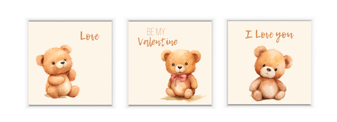 Cute baby shower watercolor invitation card for baby and kids new born celebration. With clouds, stars, teddy bear and calligraphy inscription