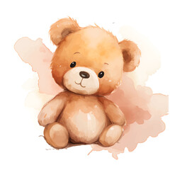 Watercolor Illustration set cute teddy bear