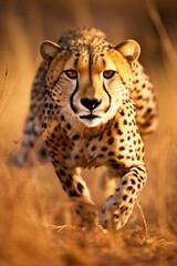 Naklejka na ściany i meble Running cheetah with motion blur background