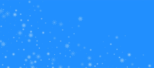 Christmas background. White delicate snowflakes on a blue background. New Year's holiday design