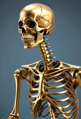 3d rendered illustration of a golden skeleton - generative ai
