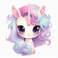 colourful kawaii unicorn clipart 