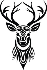 Tribal deer head tattoo vector design isolated on white background