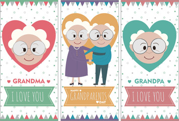 Grandparents day card - Love grandma, Love grandpa, vector illustration