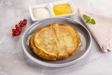 Sweet homemade thick baked pancakes