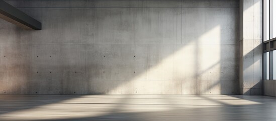 illustration of a modern empty concrete room with a backlit window and rough floor industrial backdrop