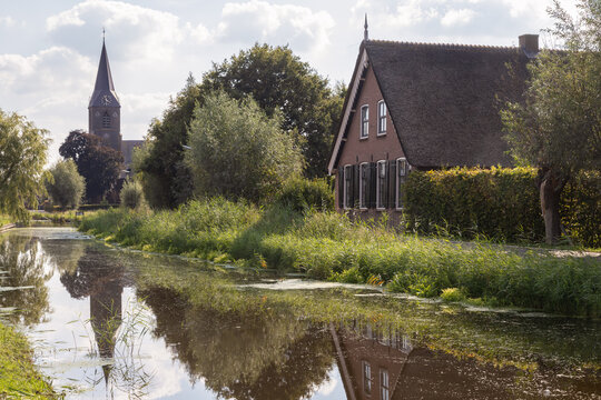 Rural area near the small Dutch village of Kanis with a view of the St. Hippolytus Church.