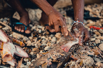 Limpieza de pescado.