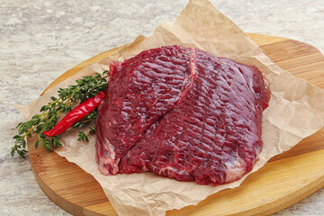 Raw beef machete steak for grill