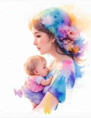Obraz na płótnie Canvas Joven Mujer embarazada con su hijo