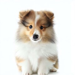 Obraz premium Baby Shetland Sheepdog's Loving Gaze, Generative AI