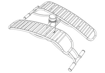 Street workouts strength training equipment. Double sit-up trainer. Equipment for urban outdoor fitness. Vector illustrations.