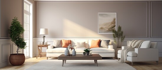 Living room s interior portrayed through illustration