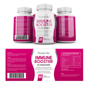 Supplement label design with 3D Mockup and editable file